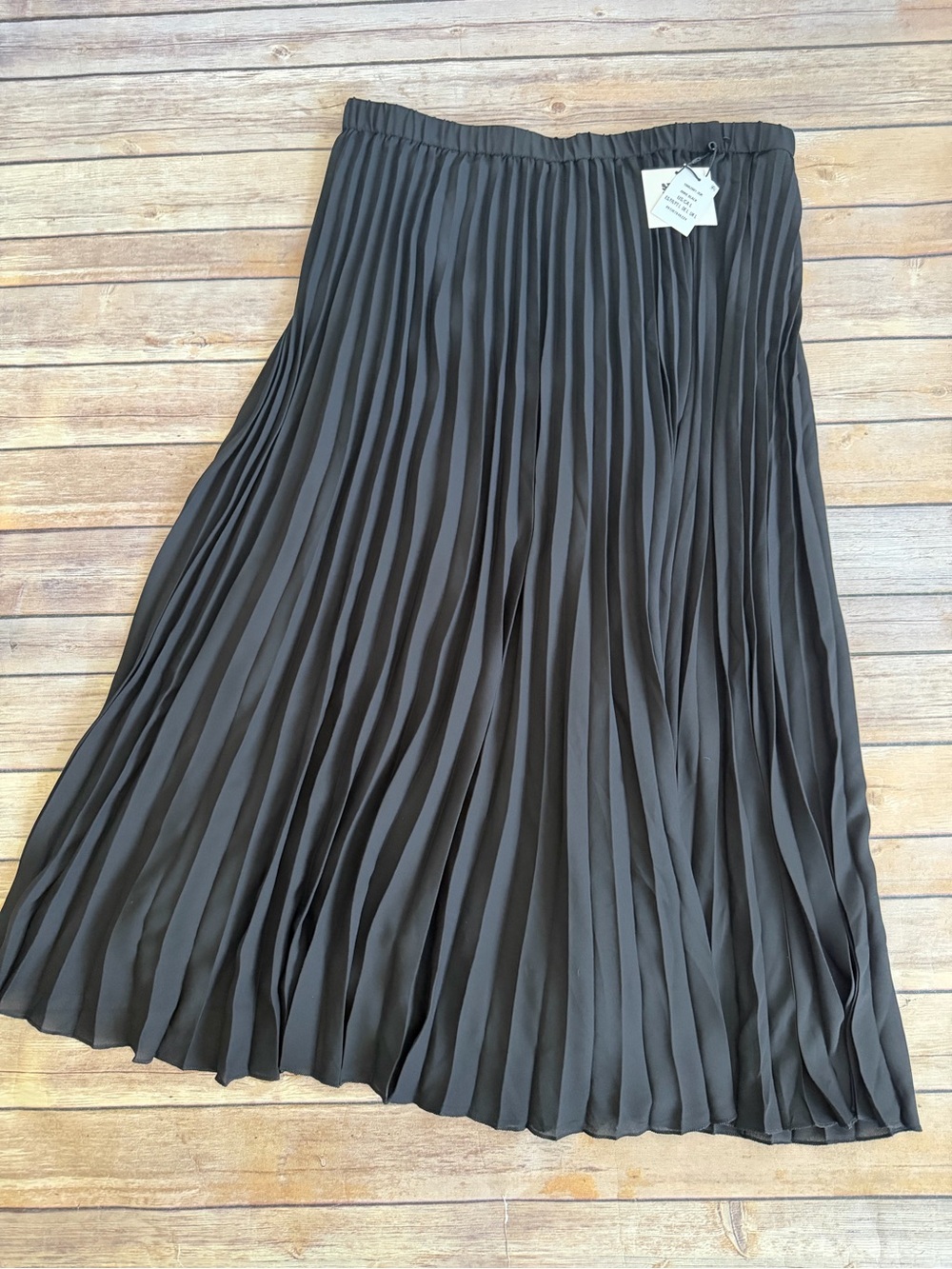 Anne Klein Women’s Pull On Pleated Chiffon Midi Skirt Black Size L